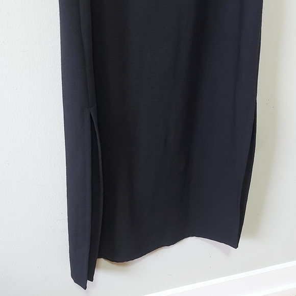 Vintage MJW Studio Midi Dress Size 16 Black Button Back Belted Career Wear - Picture 4 of 16